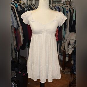 Elegant White Ruffle Sleeve Dress